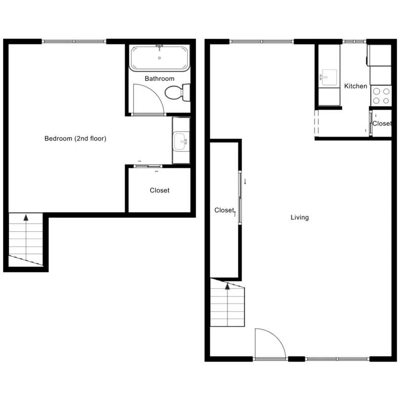 One-bedroom floor plan layout 4