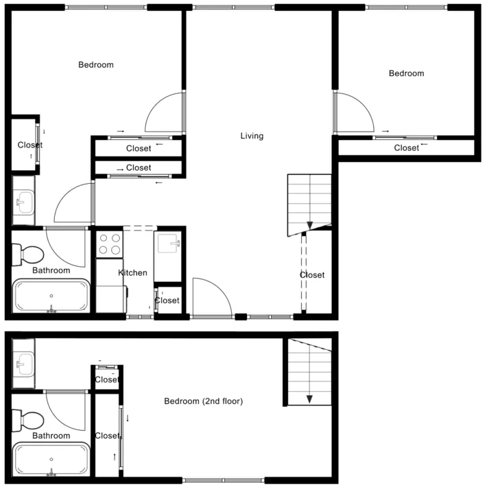 Three-bedroom floor plan