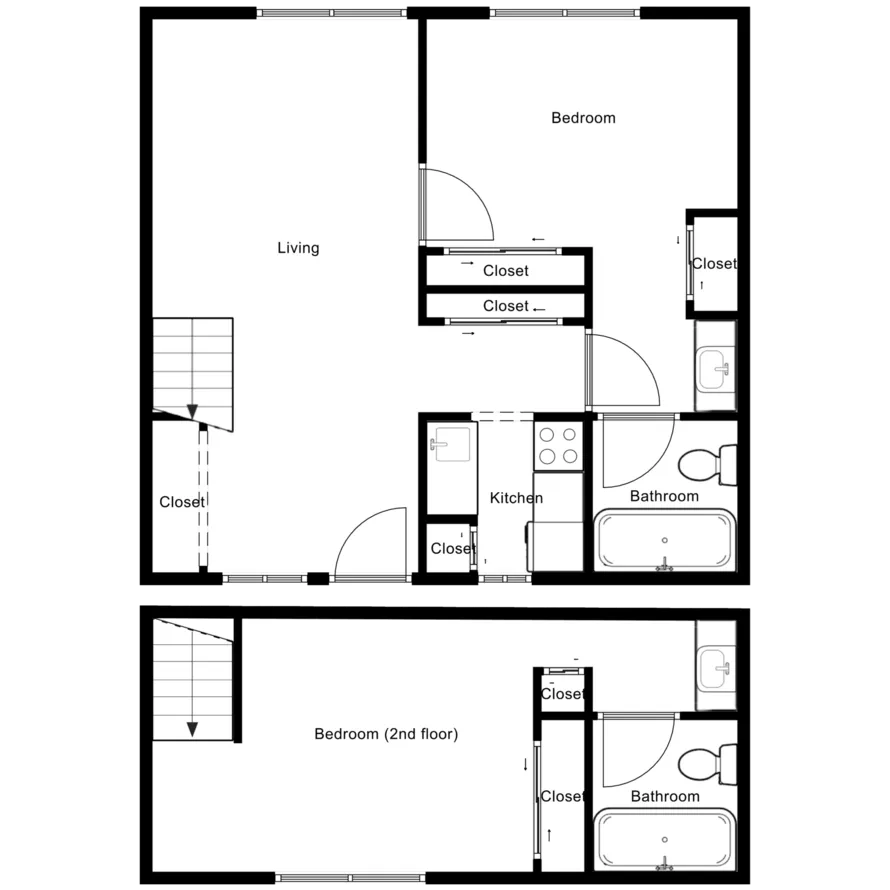 Two-bedroom floor plan layout 2